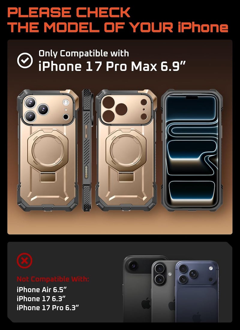 SupCase for iPhone 17 Pro Max Case with Kickstand (Unicorn Beetle Grip), [Camera Control Cover] [Compatible with MagSafe] [Military-Grade Drop Protection] Heavy Duty Magnetic Phone Case, Desert - Image 2